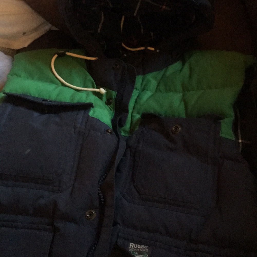 Nice green n blue vest. Still looks good